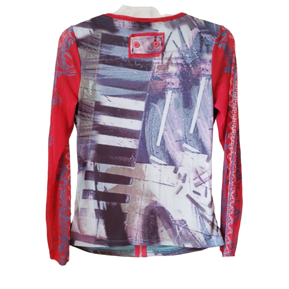 Vintage Lulu H. Red Multiprint Top - Picture 2 of 15